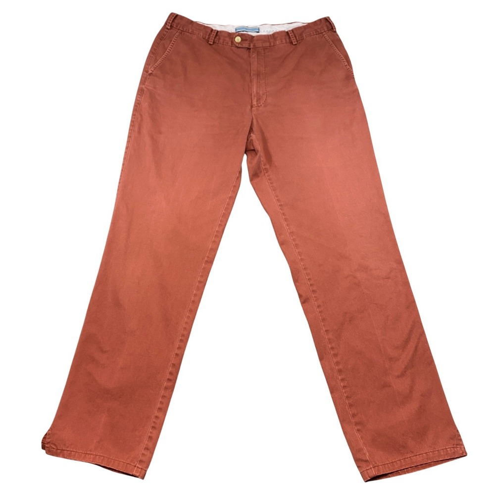 Peter Millar Mens Rust Red Chino Pants Flat Front Straight Leg 36